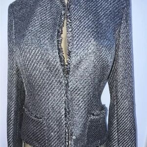Jones New York Collection lined gray silver jacket blazer size 6